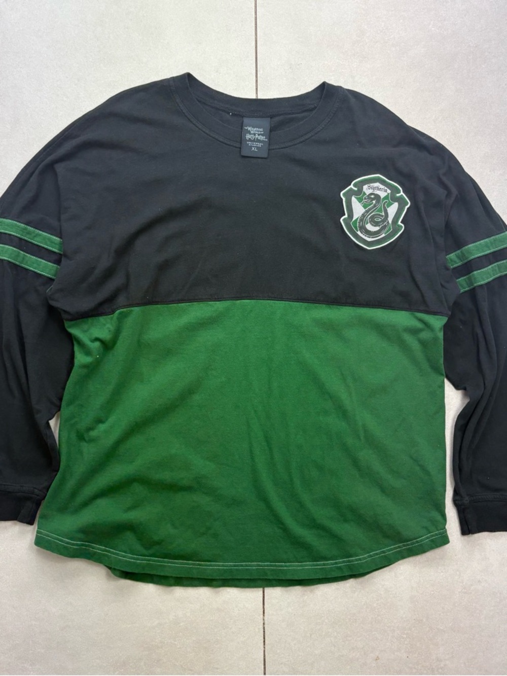 Harry Potter Hufflepuff & Slytherin Crewneck Tee Set - Black with Yellow & Green - Picture 7 of 10